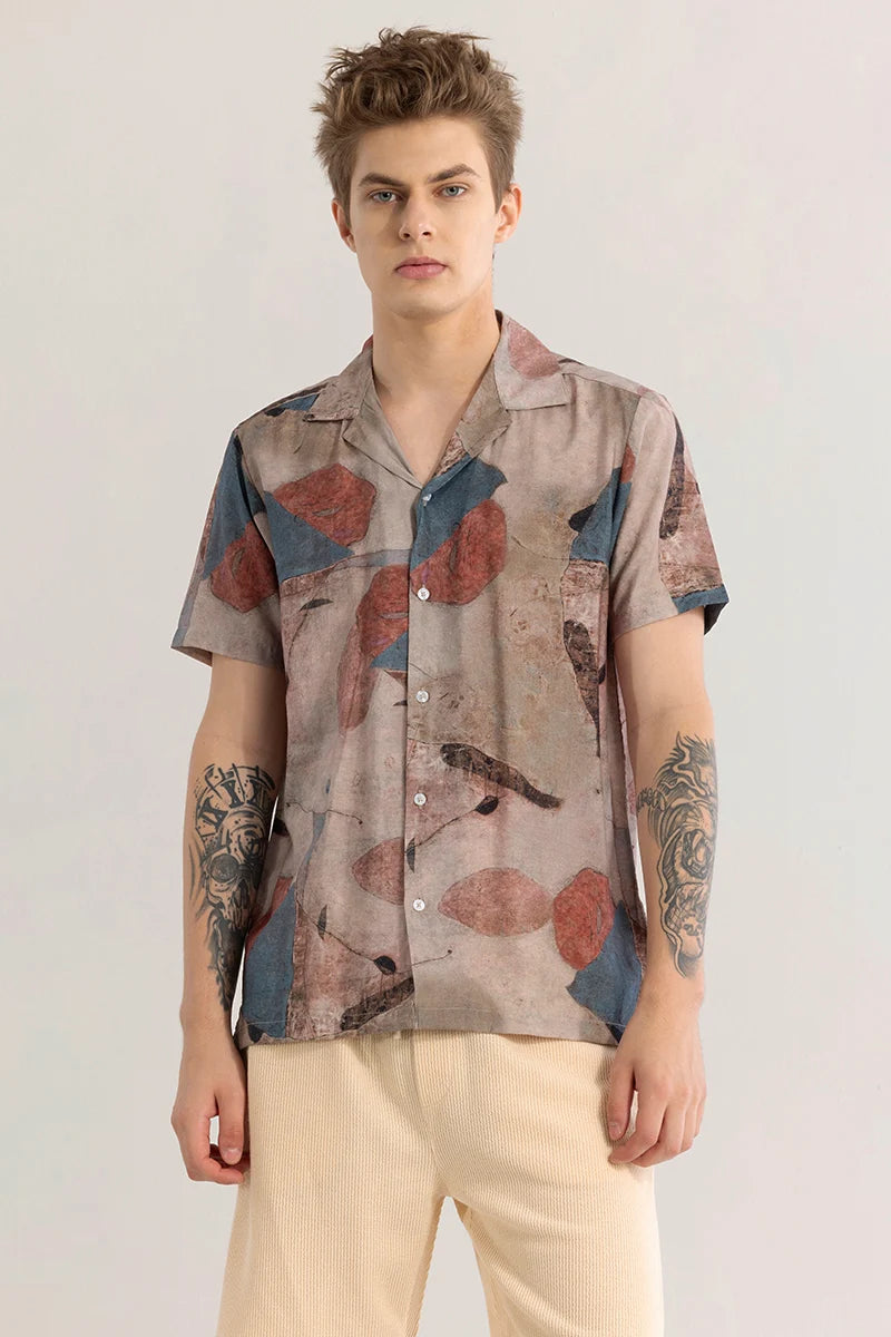 Nebulara Abstract Brown Shirt