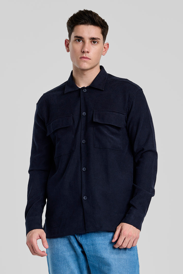 Navy Double Pocket Overshirt