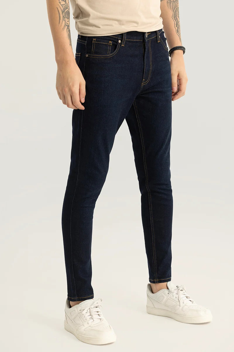 Delphine Deep Blue Plain Skinny Fit Jeans