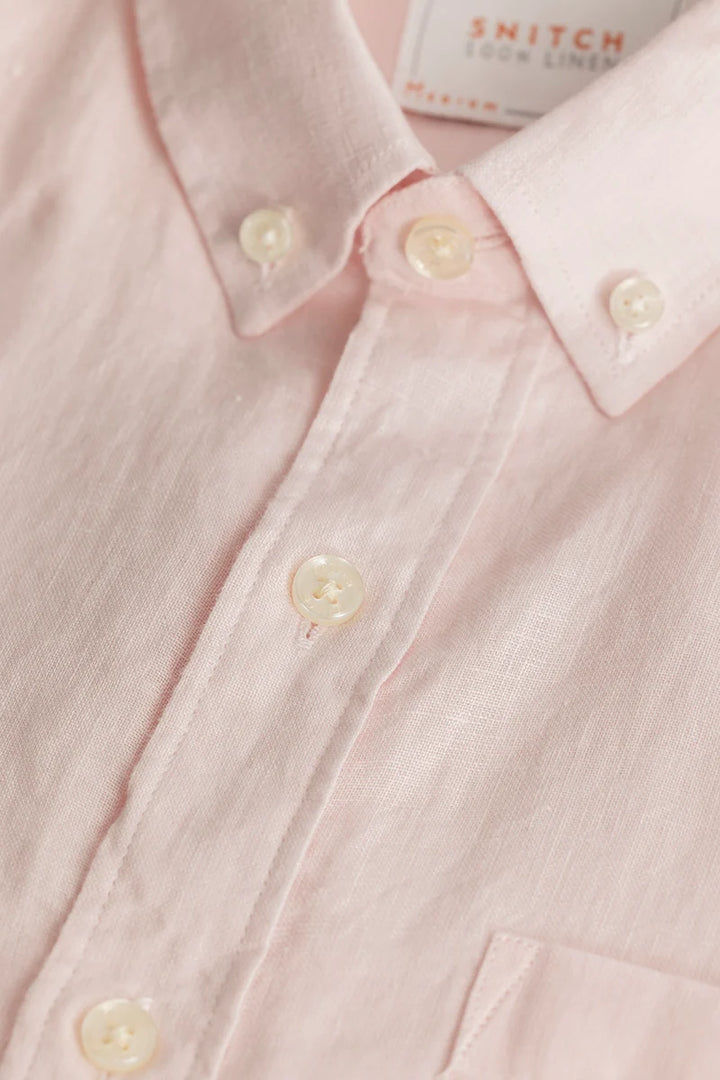 Elementary Light Pink Plain Pure Linen Shirt