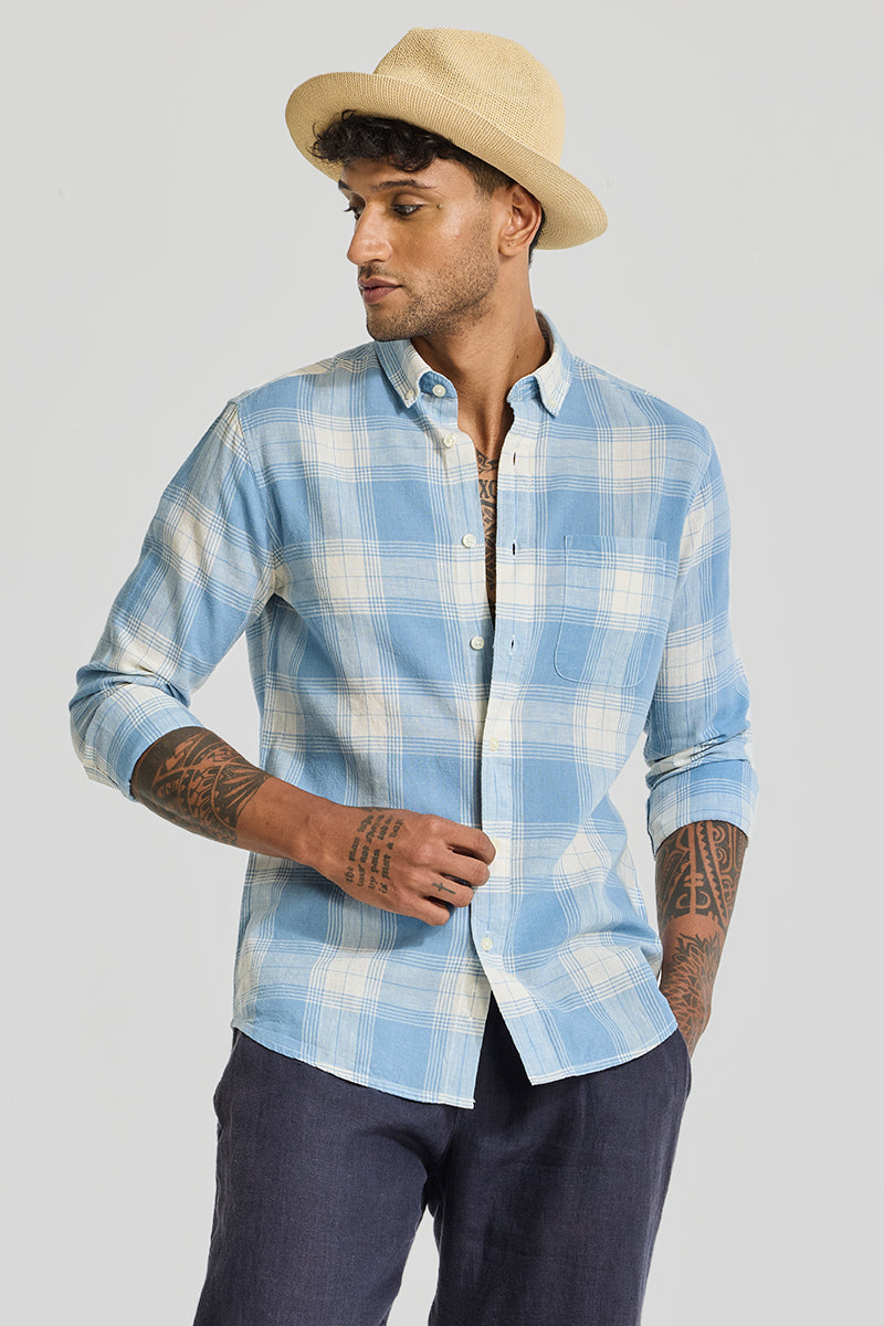 Blue Checks Linen Shirt