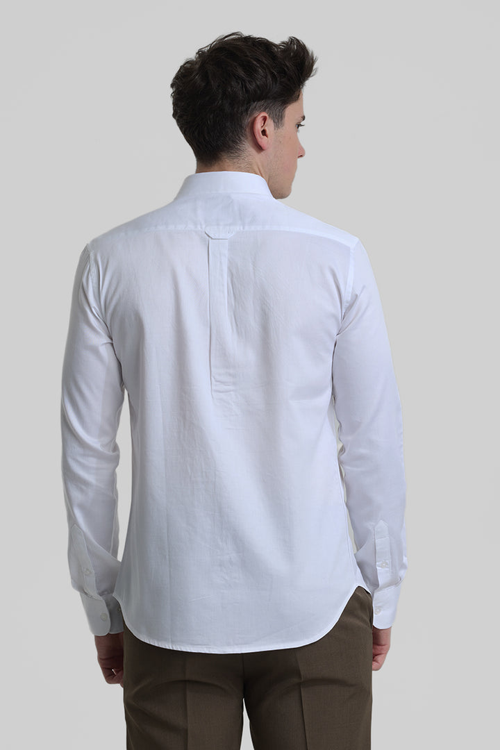 White Embroidered Slim Fit Shirt