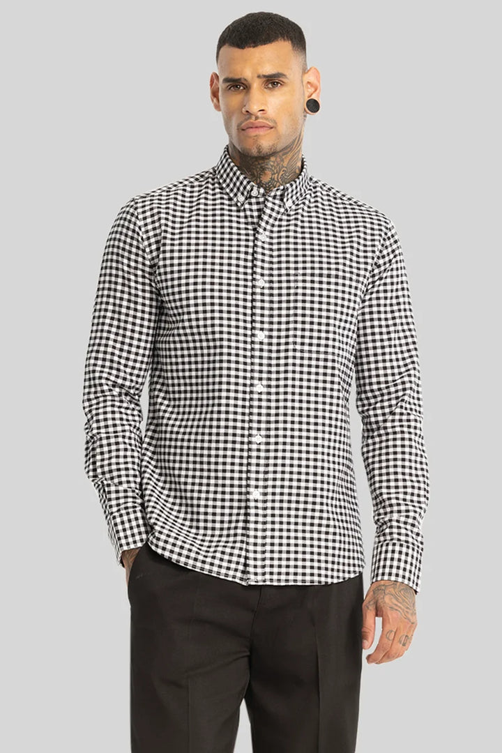 Black Gingham Checks Shirt