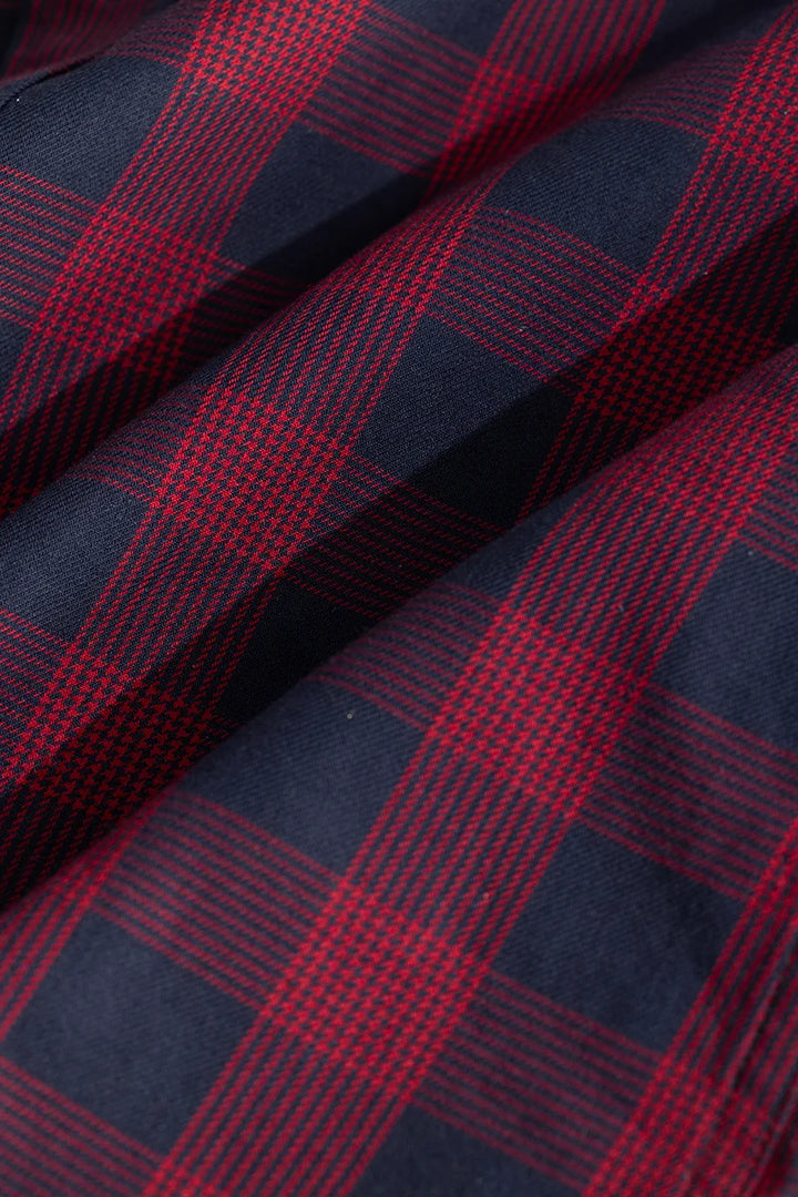 Navy Slim Fit Checks Shirt