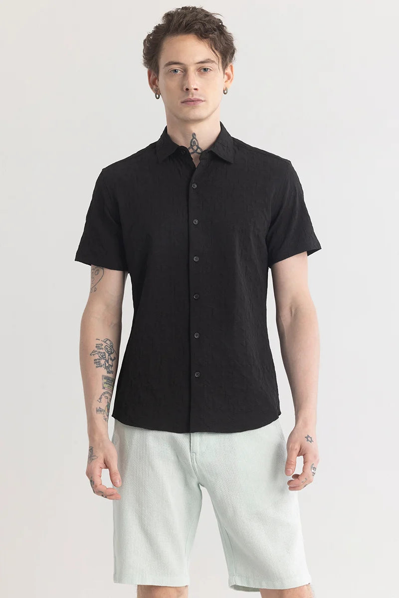 Abstractly Textured Black Shirt