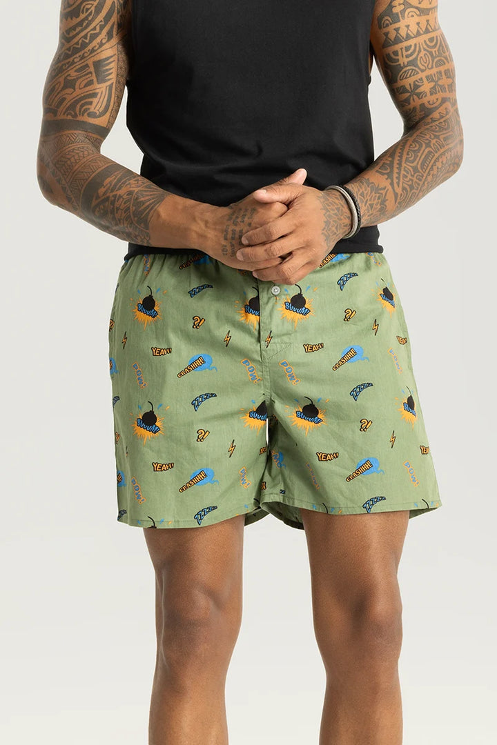 Boom Green Printed Boxers