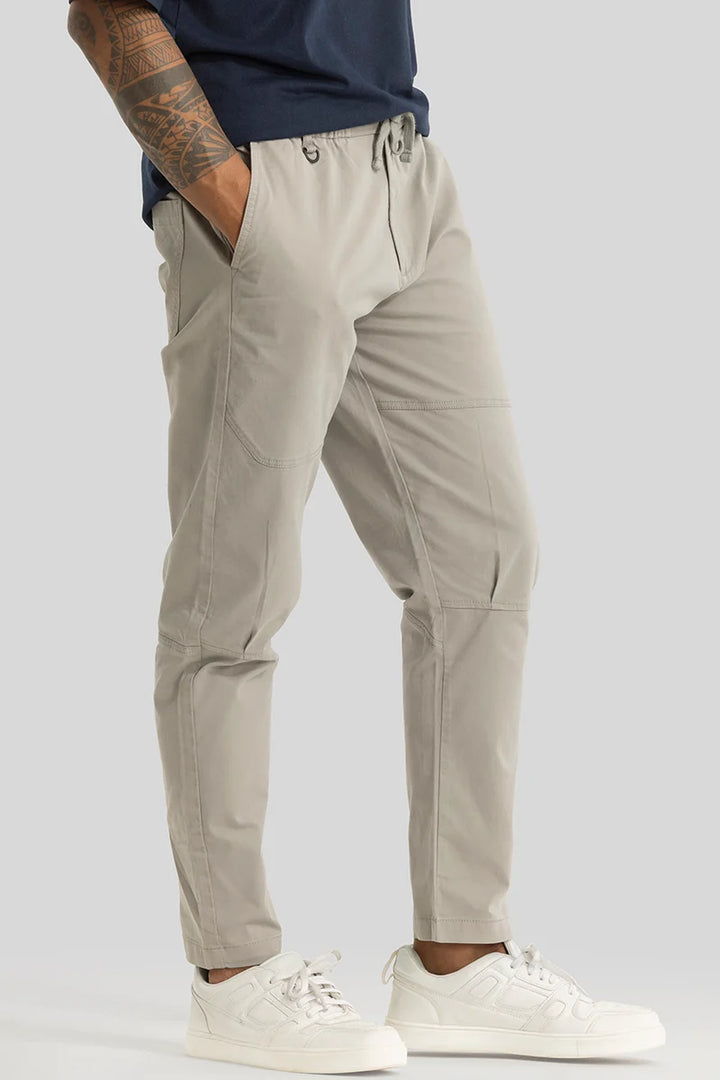 Odyssey Grey Plain Slim Fit Trousers