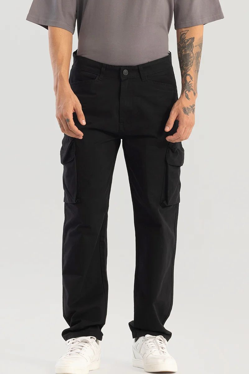 Zoe Black Loose Fit Cargo Pants