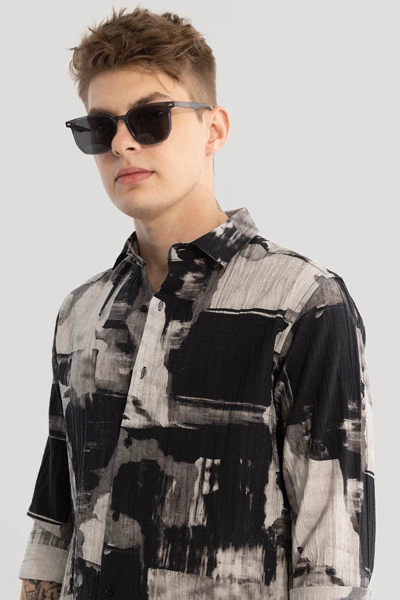 Black Textured Abstract Shirt