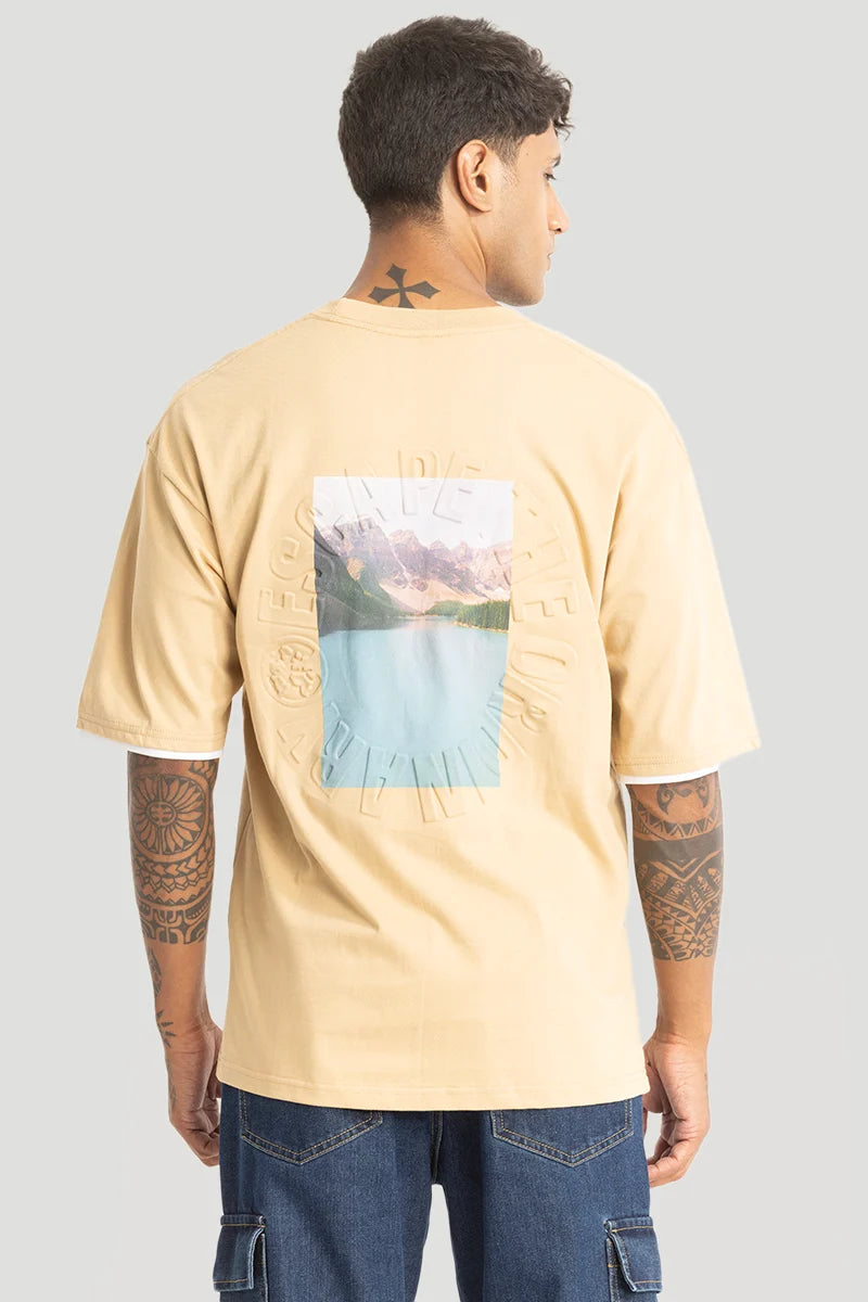 Escape The Ordinary Beige Oversized T-Shirt