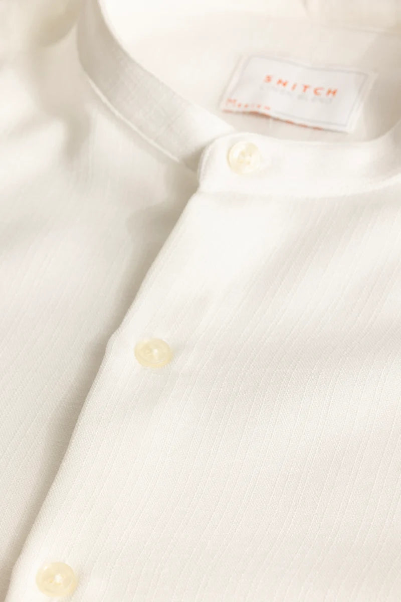 White Mandarin Linen Shirt