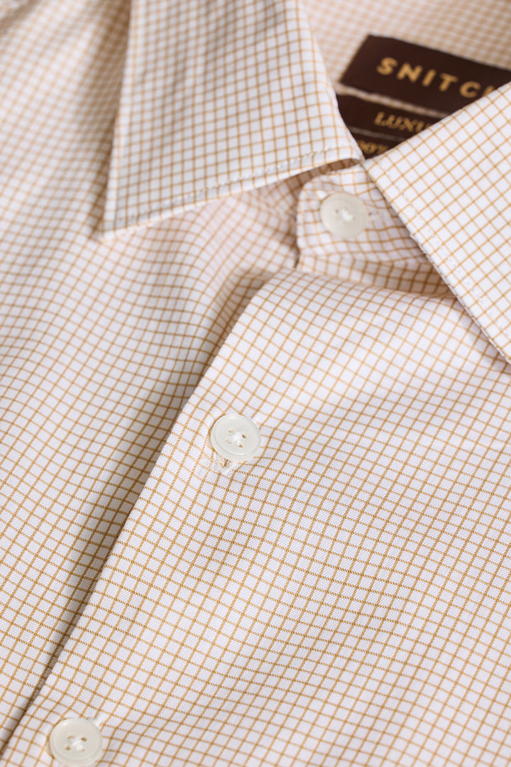 Beige Checks Giza Cotton Shirt