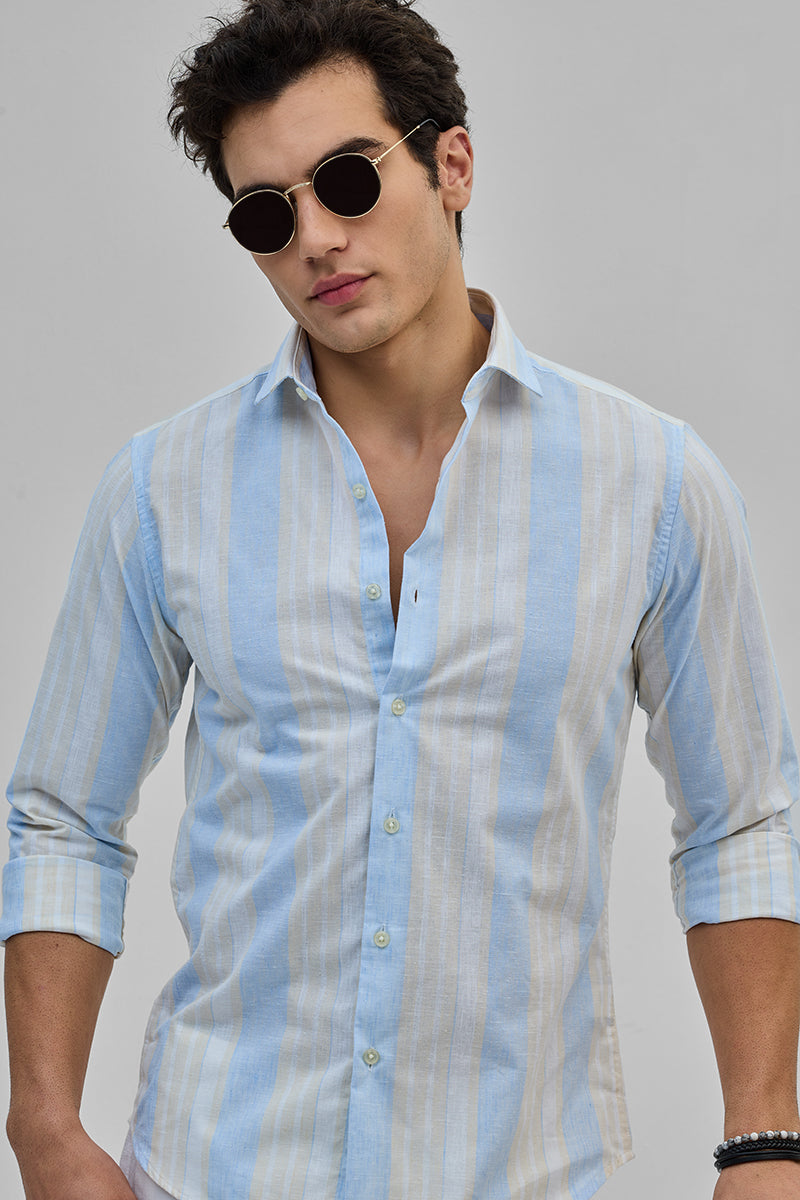 Light Blue Stripes Slim Fit Shirt