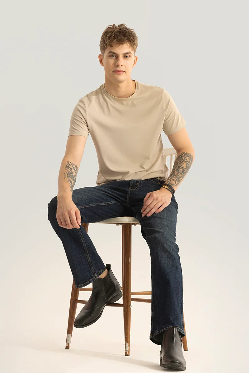 Cedric Navy Plain Bootcut Fit Jeans