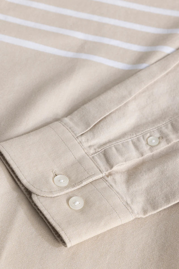 Line Thread Stripe Beige Shirt