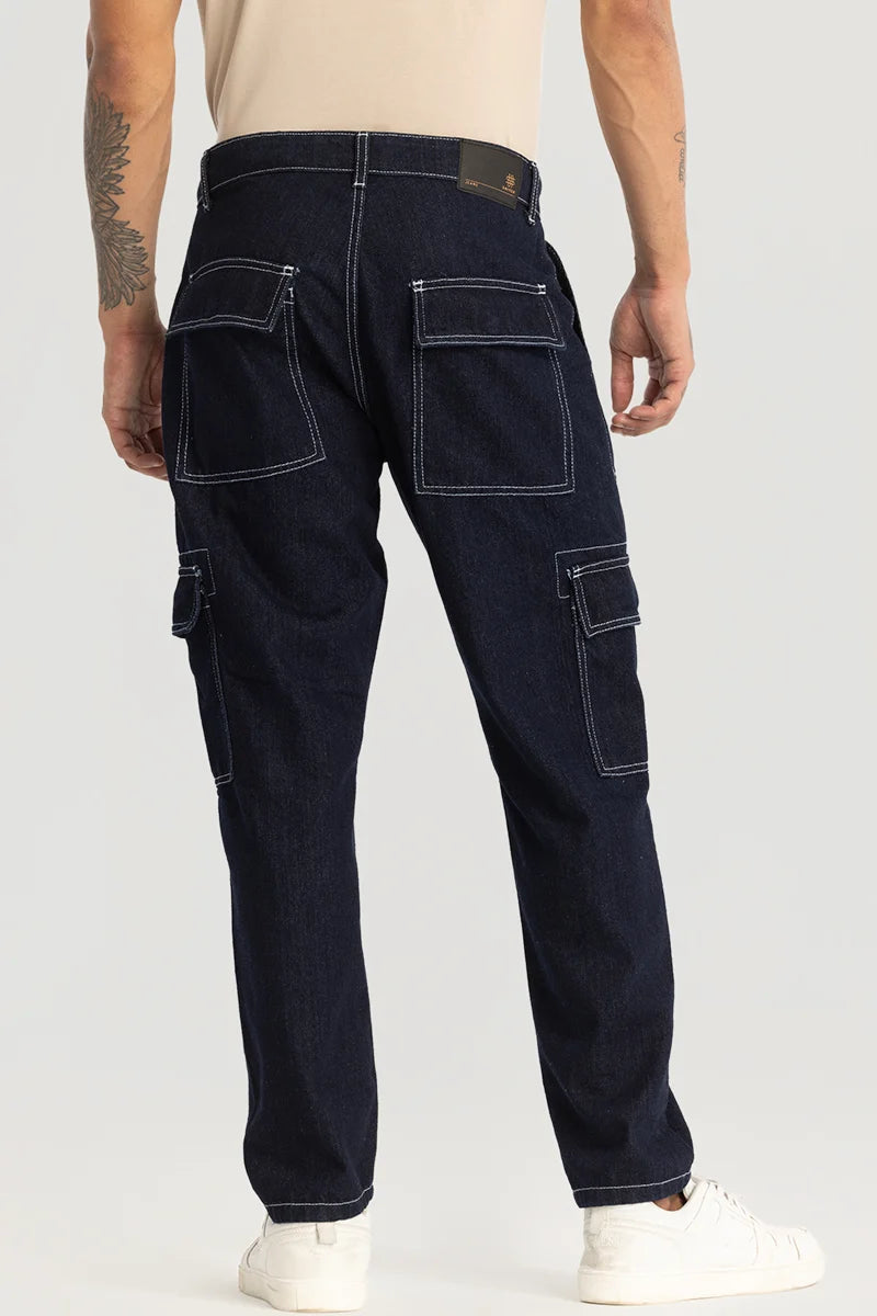 Navy Plain Baggy Fit Jeans