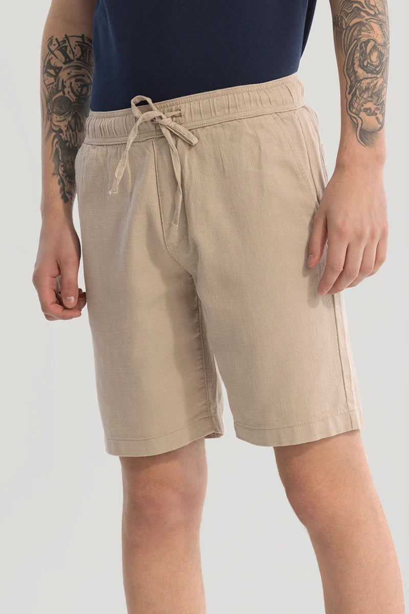 Beige Cotton Shorts