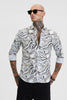 Off White Abstract Slim Fit Shirt