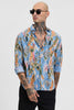 Blue Abstract Slim Fit Shirt