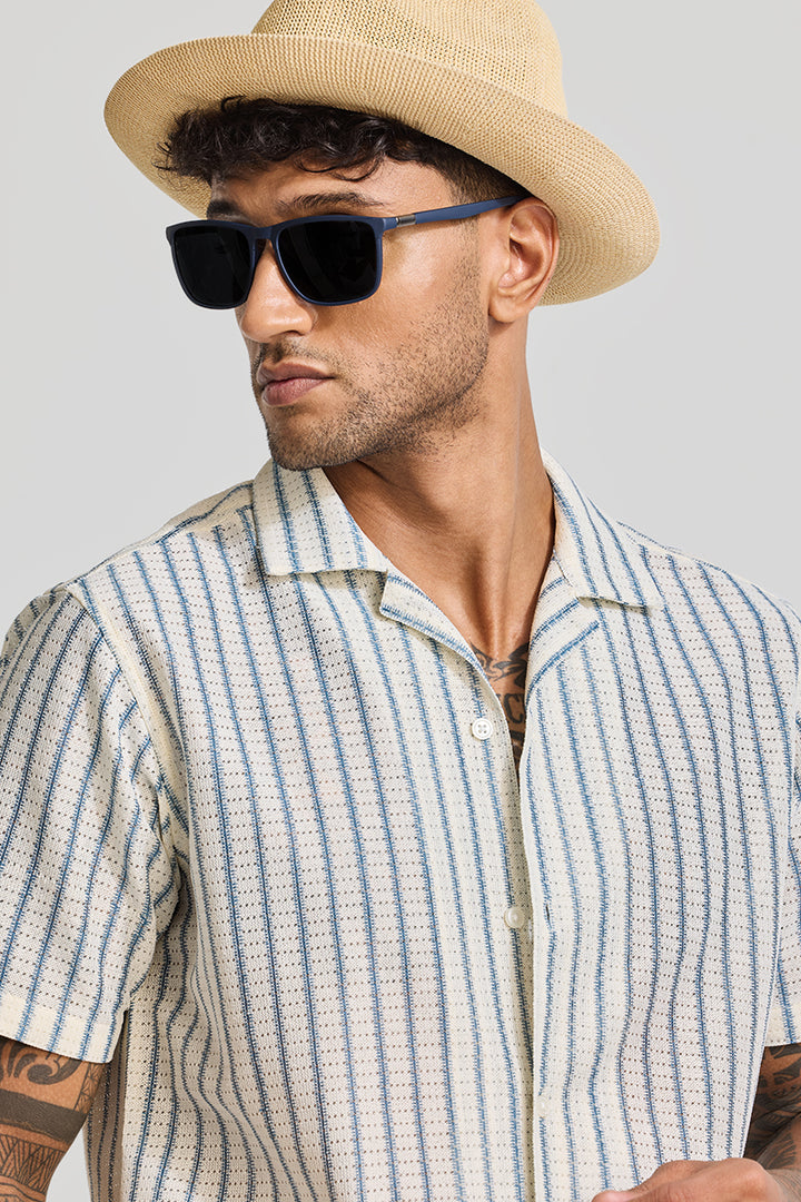 Blue Stripes Crochet Shirt