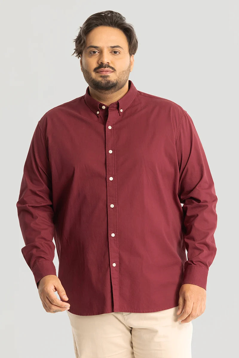 Silvano Patch Maroon Plus Size Shirt