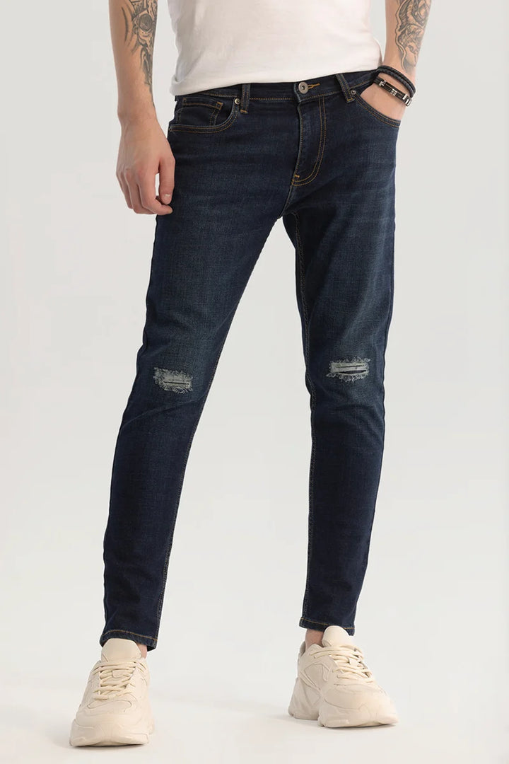 Navy Distressed Skinny Fit Jeans