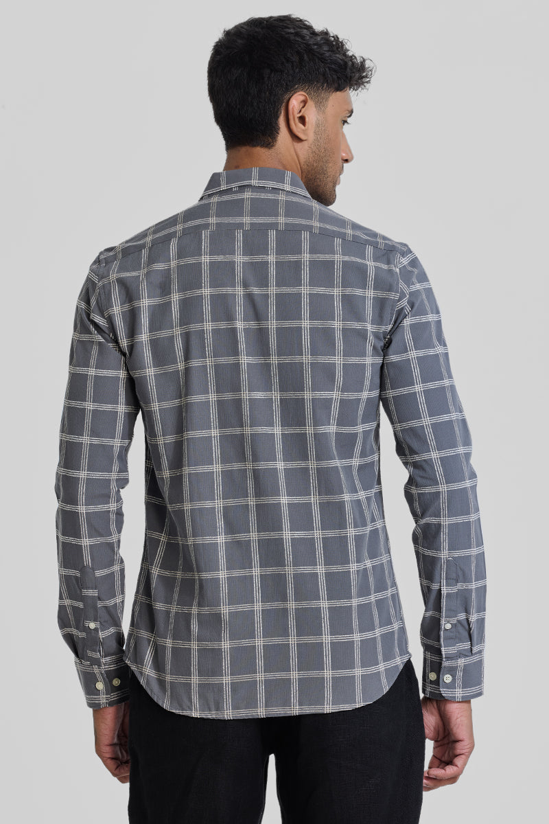 Grey Checks Slim Fit Shirt