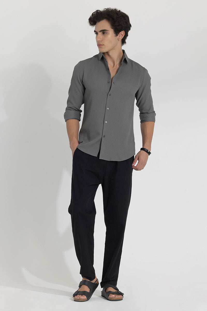 Grey Slim Fit Textured Shirt