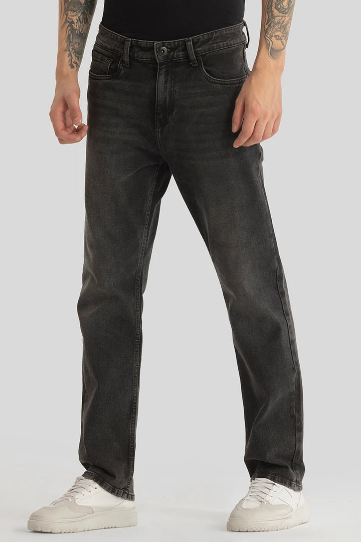 Ember Charcoal Grey Plain Comfort Fit Jeans