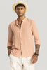 Peach Mandarin Textured Shirt