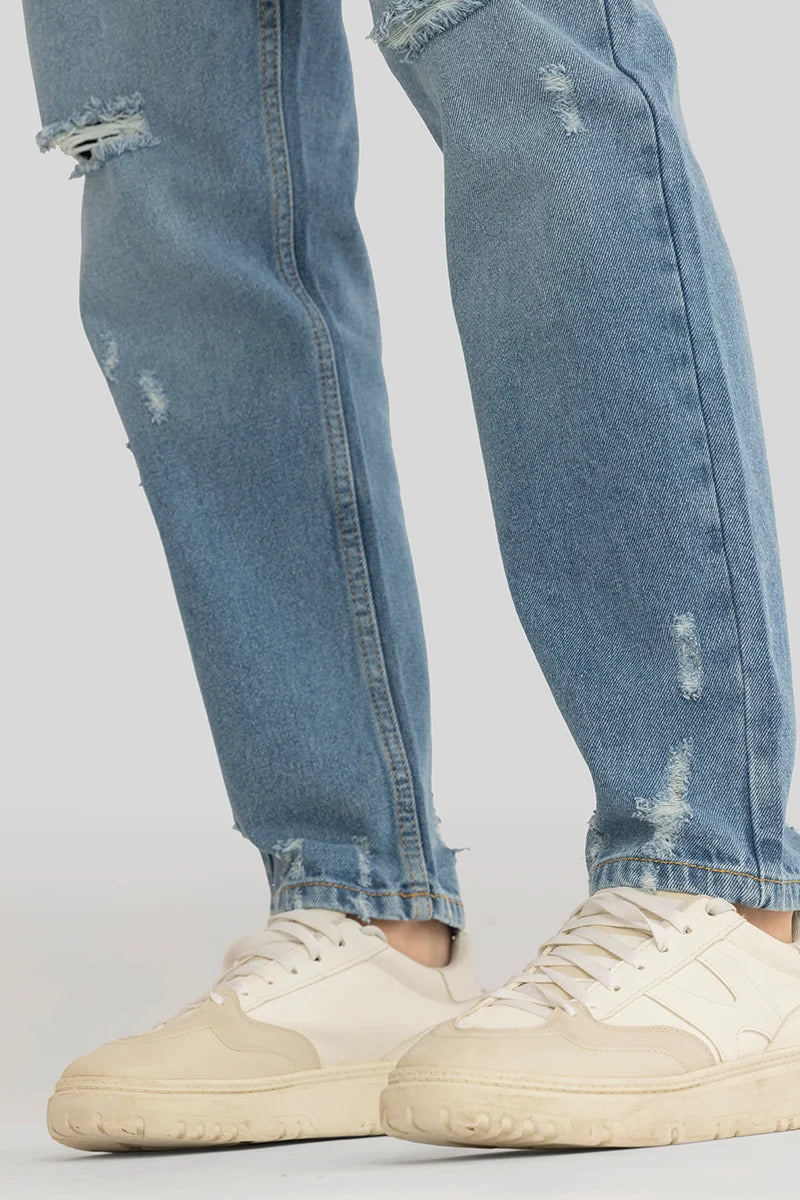 Vault Blue Distressed Baggy Fit Jeans