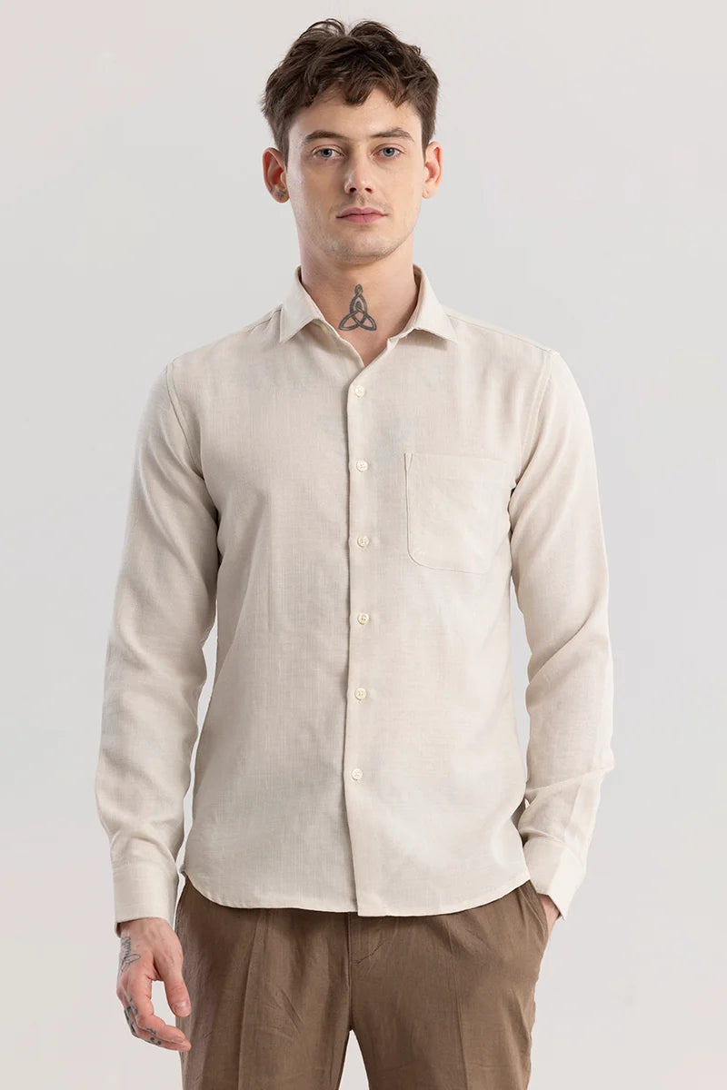 Linen Line Beige Stripe Shirt