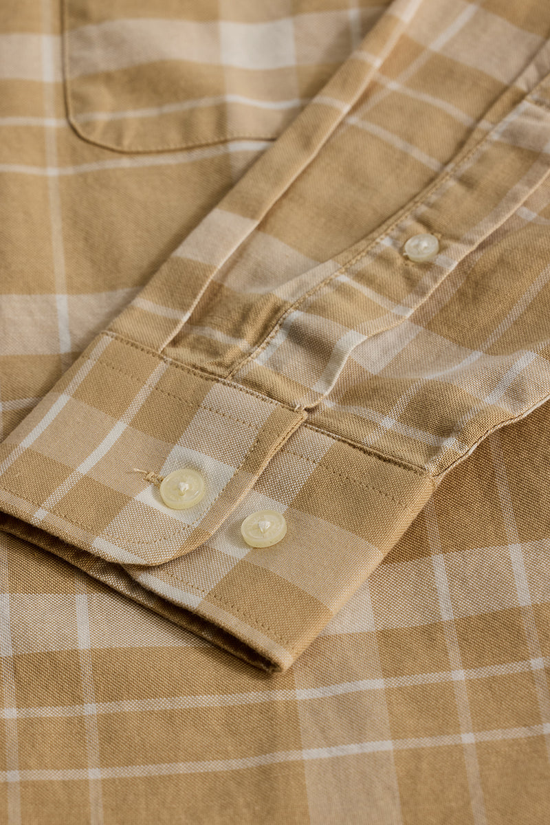 Beige Checks Slim Fit Shirt