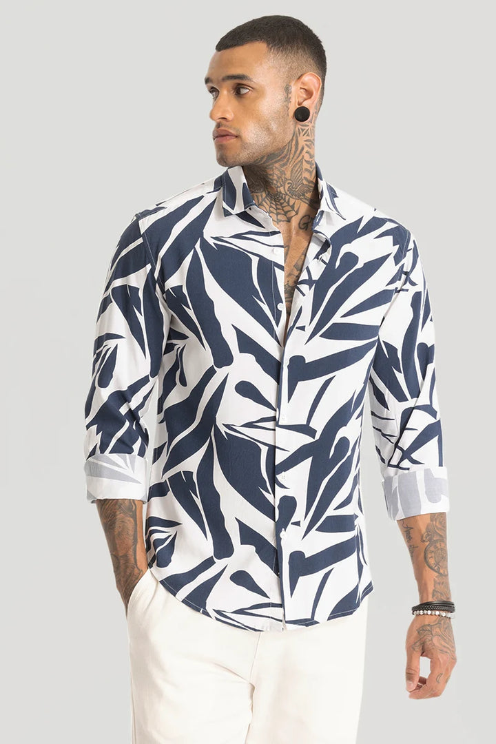 Navy Abstract Printed Shirt