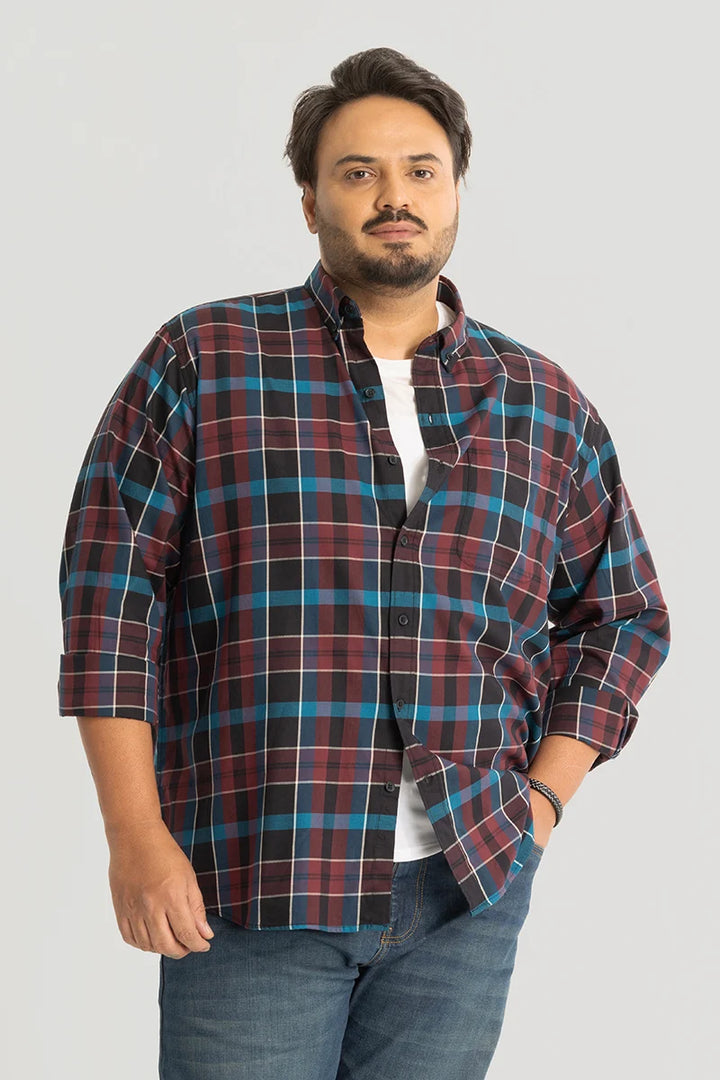 Adriano Brown Checks Plus Size Shirt