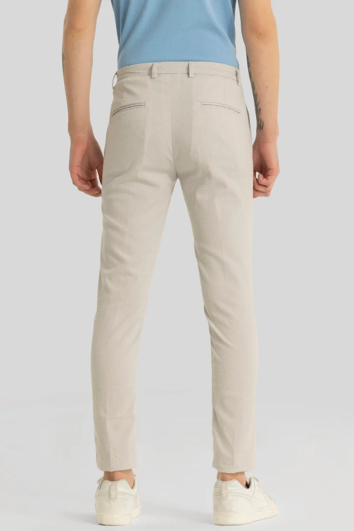 Yann Cream Plain Slim Fit Trousers