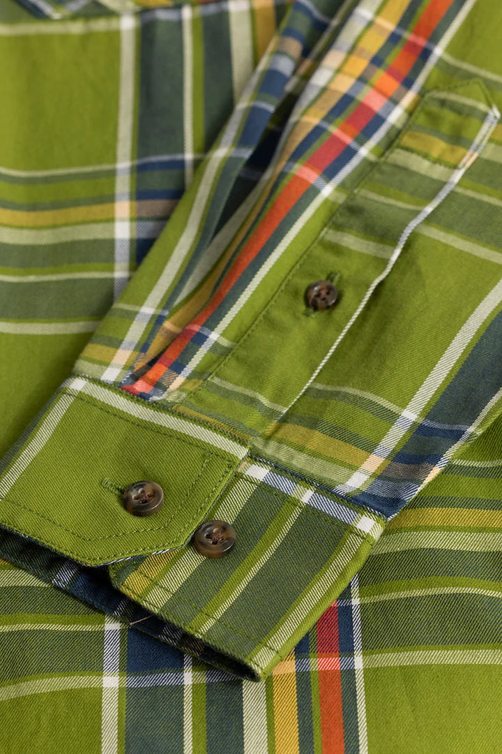 Olive Checks Slim Fit Shirt