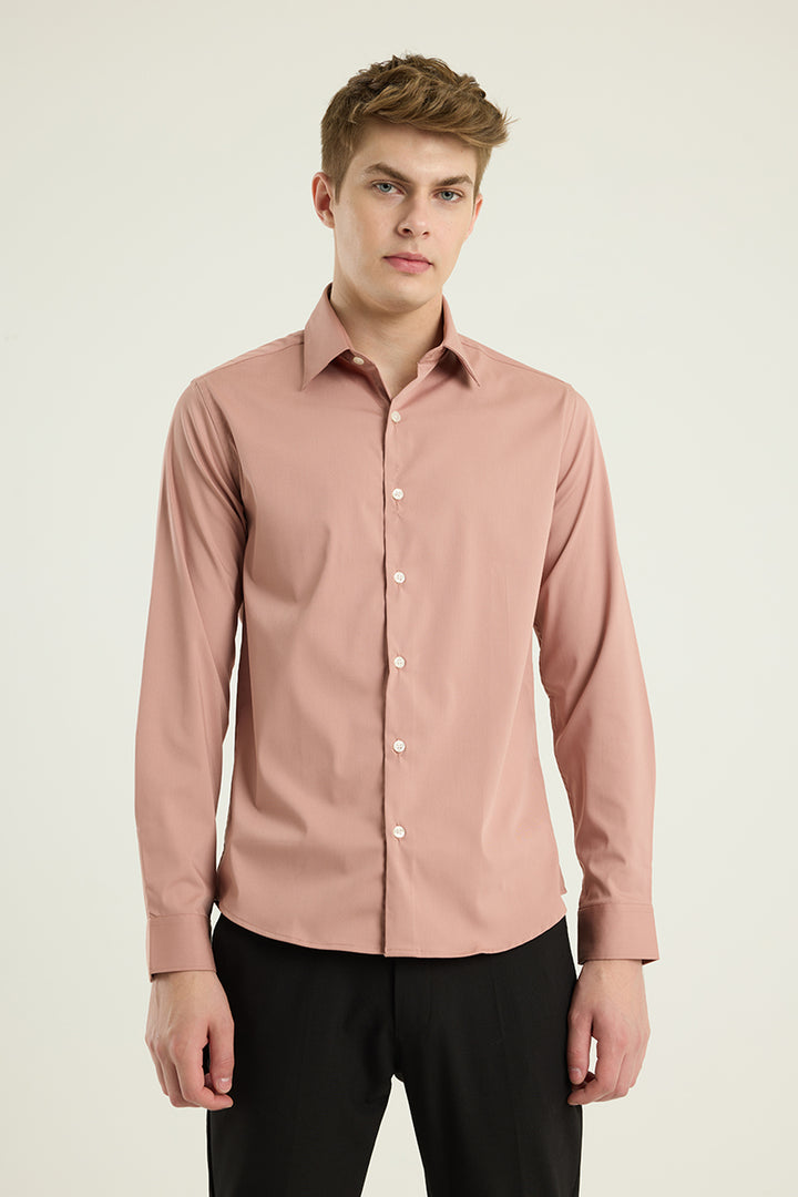 Peach Slim Fit Stretch Shirt