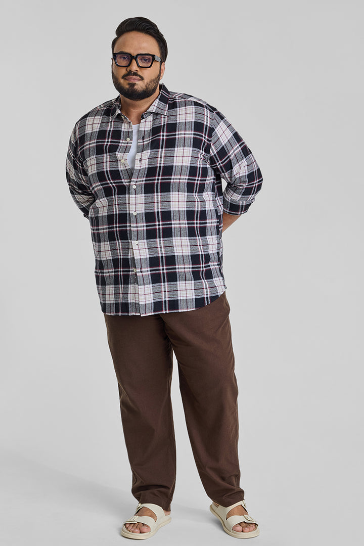 Black Checks Casual Plus Size Shirt