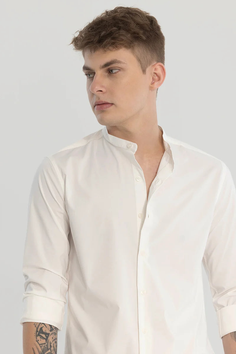 White Plain Mandarin Shirt