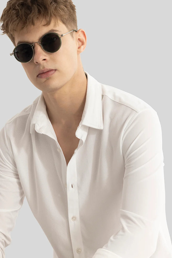 Carmine White Knitted Shirt