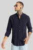 Navy Mandarin Collar Shirt