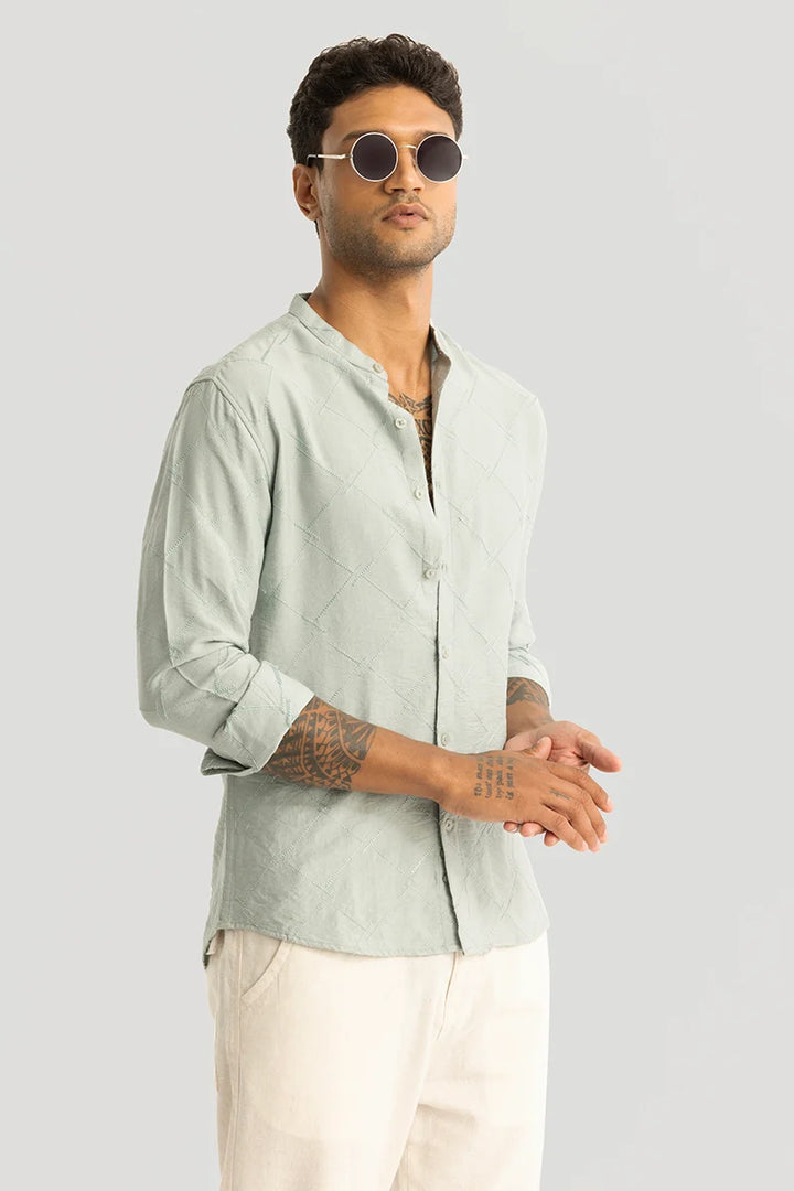 Giovanni Mint Embroidered Shirt