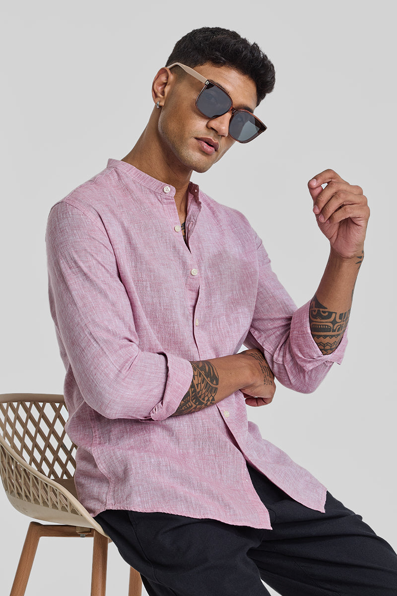 Light Pink Textured Linen Shirt