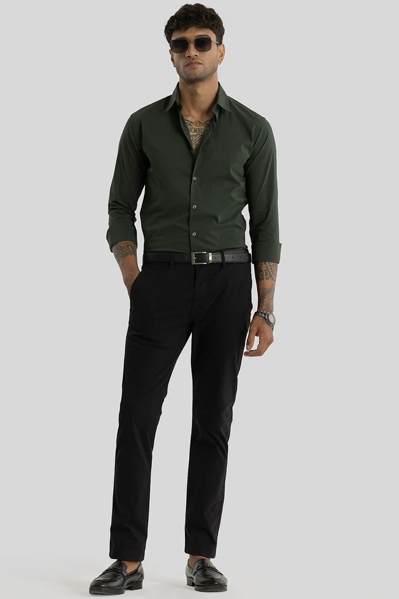 Quinnie Dark Green Plain Shirt