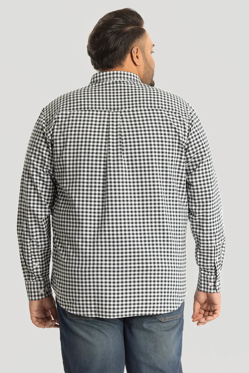 Dark Green Oxford Checks Plus Size Shirt