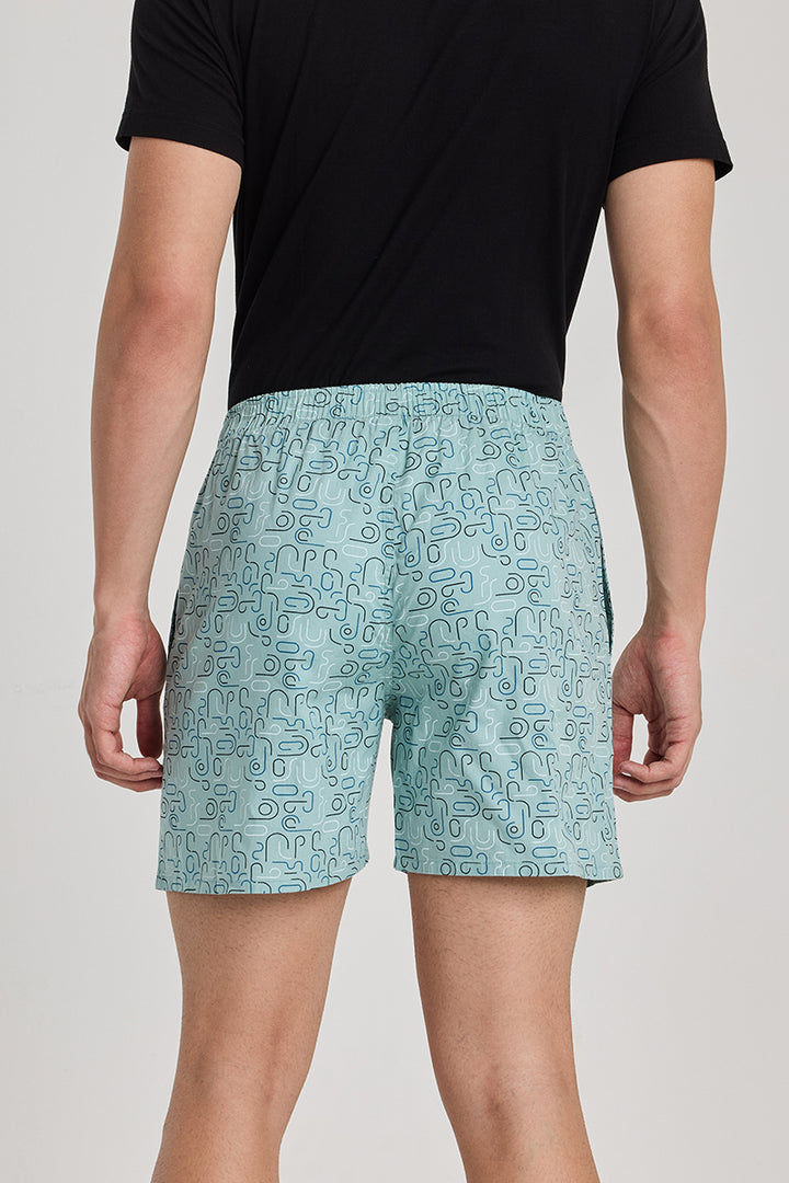 Turquoise Geometric Boxer