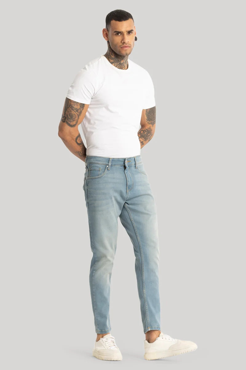 Sky Blue Plain Skinny Fit Jeans