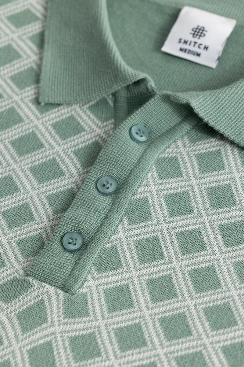 Gianna Green Geometric Polo T-Shirt