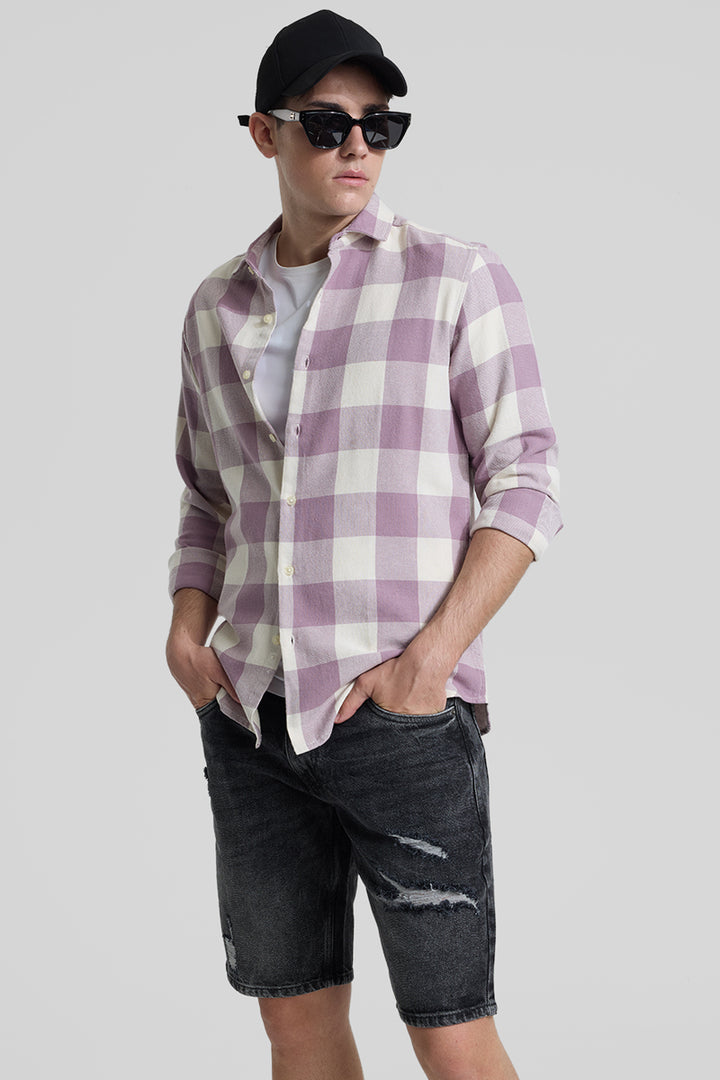 Lavender Slim Fit Checks Shirt